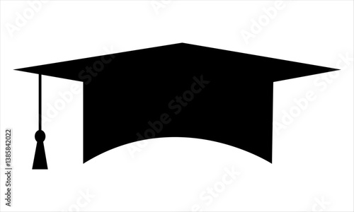 graduation cap and diploma silhouette icon in black and white. university or college graduation hat icon, Simple vector icon flat style graduation cap for educational apps and websites, logo sign, eps