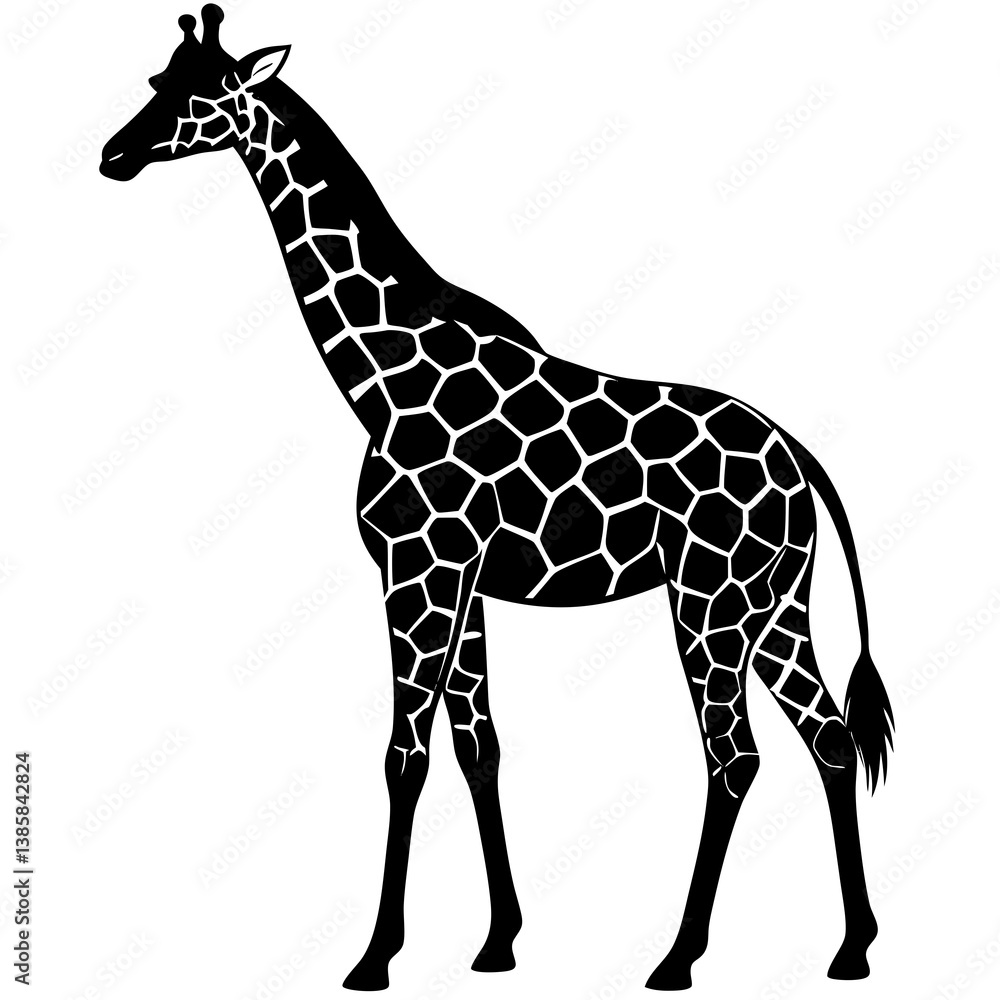 Naklejka premium Cute giraffe vector graphic – cartoon, clipart & line art. Perfect for print & digital use