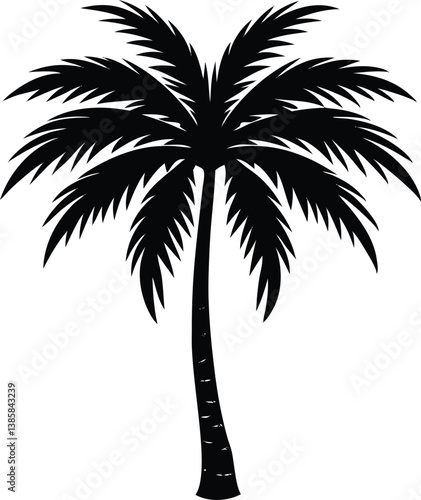 silhouette of palm tree, palm tree silhouette vector icon, silhouette of palm trees on white background.
