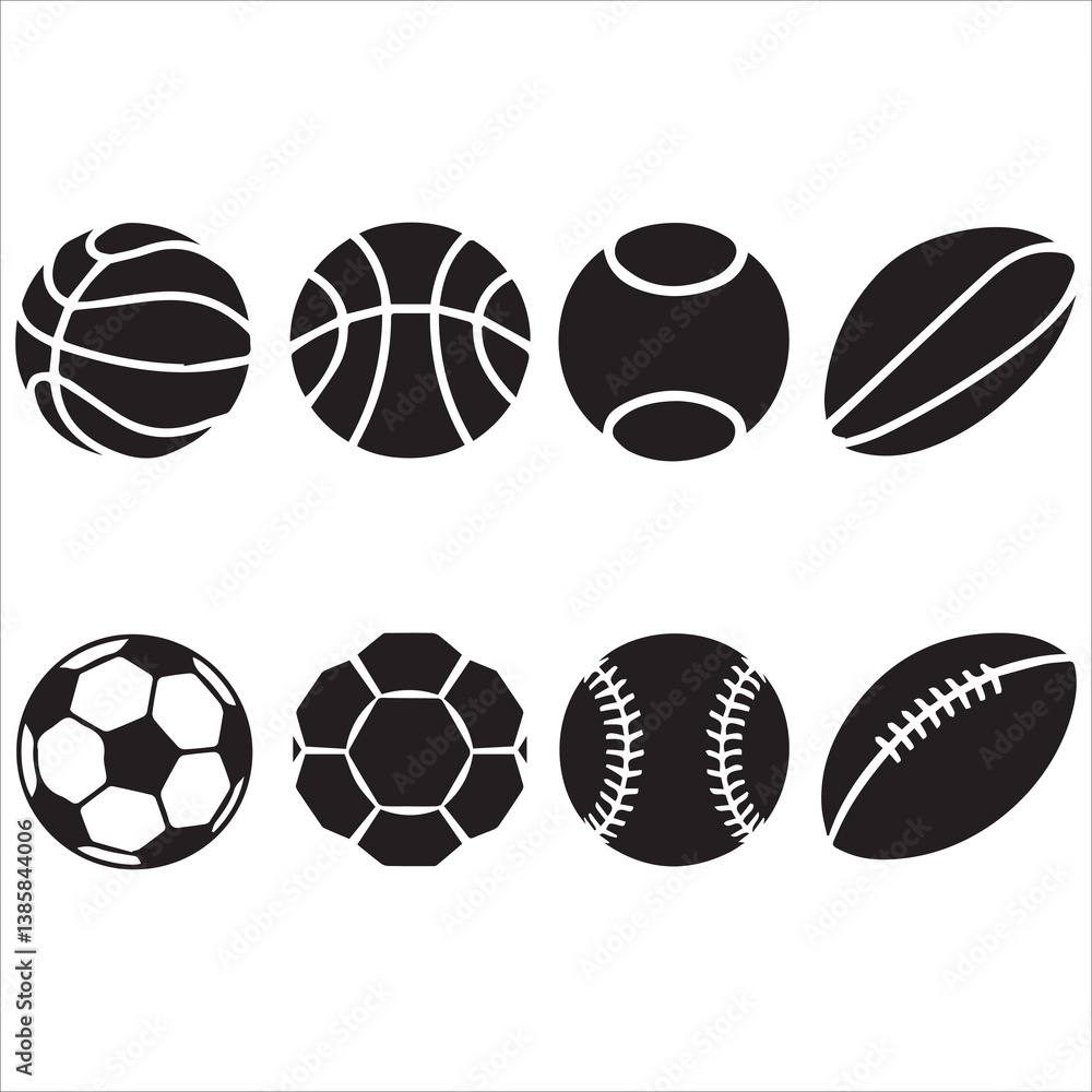 Fototapeta premium Sports Ball Collection silhouette