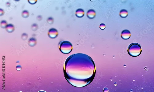 Wallpaper Mural Abstract Water droplets clinging to a surface, creating beautiful refractions against a pink and blue gradient backdrop Torontodigital.ca