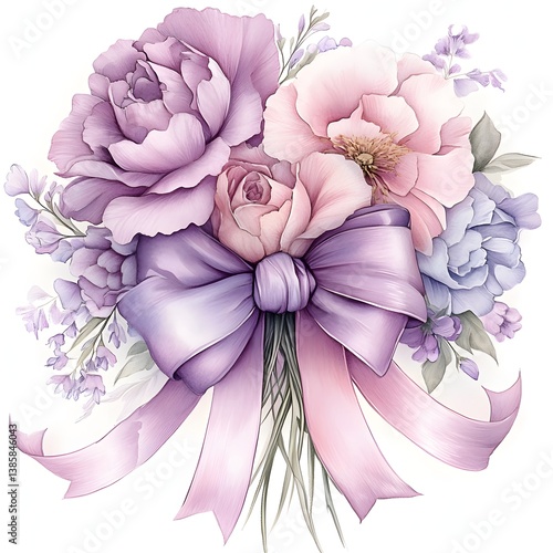 Elegant pastel floral bouquet with delicate bow