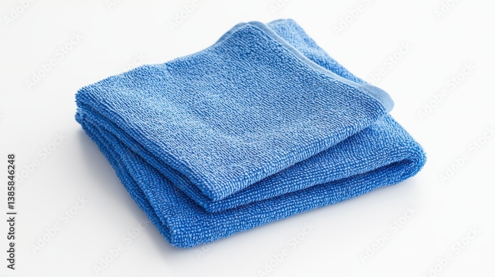 Neat stack of two soft, light blue cotton towels on white background. Neat stack of two soft, light blue cotton towels on white background.