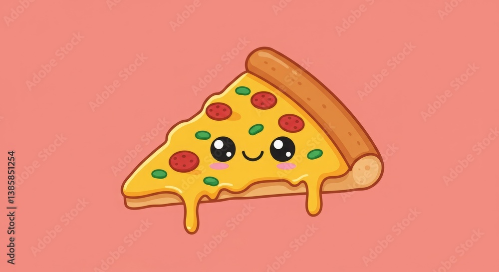 Adorable pizza slice with a happy face! Adorable pizza slice with a happy face!