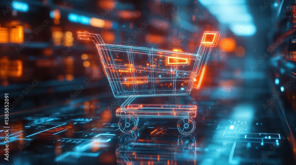 Digital Shopping Cart Online Retail Futuristic Technology Digital Shopping Cart Online Retail Futuristic Technology