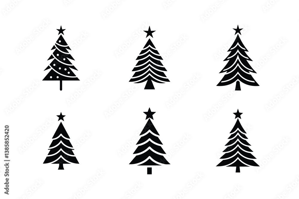 Fototapeta premium set of christmas trees vector illustration