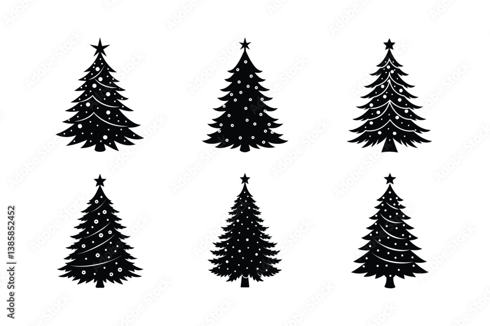 Obraz premium christmas tree set vector illustration