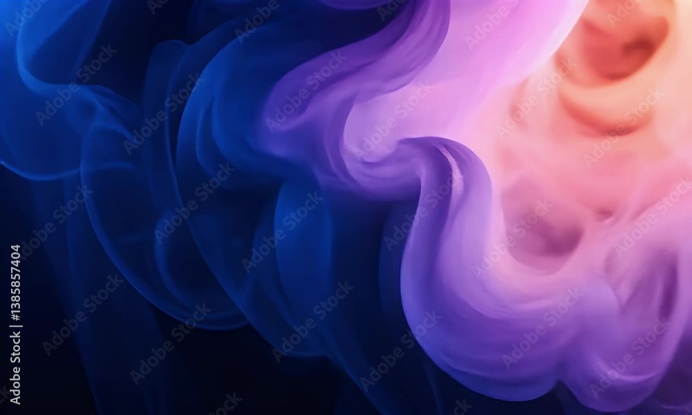 Abstract Fluid Motion in Vibrant Blue to Purple Swirls with Ethereal Smoke-Like Texture Abstract Fluid Motion in Vibrant Blue to Purple Swirls with Ethereal Smoke-Like Texture