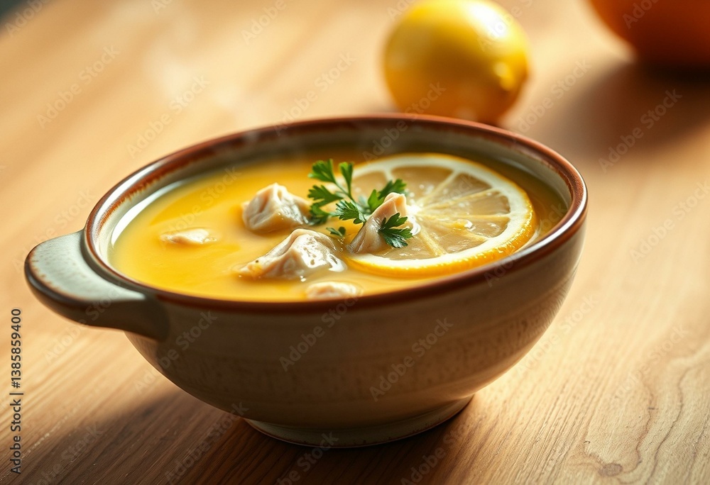 Steaming hot Avgolemono Soup Steaming hot Avgolemono Soup