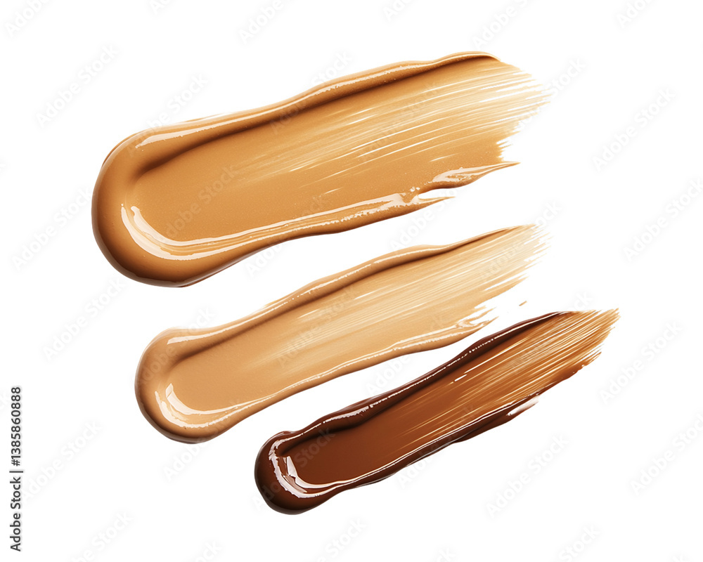 Creamy Foundation Swatches in Beige and Brown Shades, PNG Creamy Foundation Swatches in Beige and Brown Shades, PNG