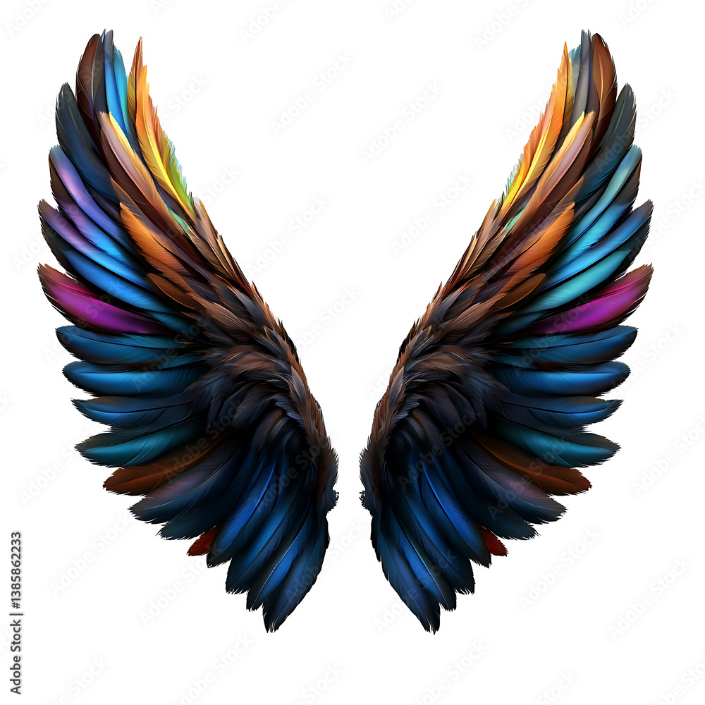 Obraz premium Wing feathers Isolated on transparent background, high resolution PNG file