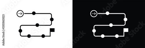 Project plan vector icon set. Project plan vector symbol. Journey path sign. Business guideline vector icon. Project timeline vector symbol. Route navigate line sign for UI designs. EPS 10 .