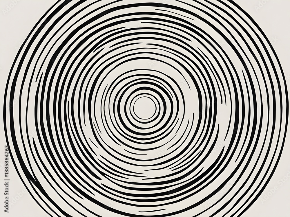 Abstract Vortex of Concentric Black Lines on Beige Background Abstract Vortex of Concentric Black Lines on Beige Background