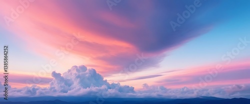 Natural landscape with beautiful clouds, panoramic view