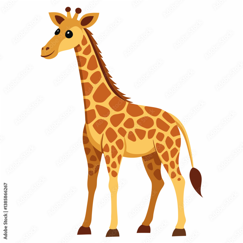 Cute realistic giraffe isolated on white background. Side view. Vector illustration.
Cute realistic giraffe isolated on white background. Side view. Vector illustration.