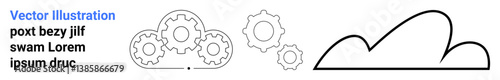 Outline of a cloud with interconnected gears symbolizing technology, innovation, and system integration. Ideal for tech solutions, cloud computing, engineering, automation, operations flow