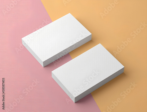 Business cards blank. Mockup on color background. Flat Lay. copy space for text. affaires, carte, blanc, 