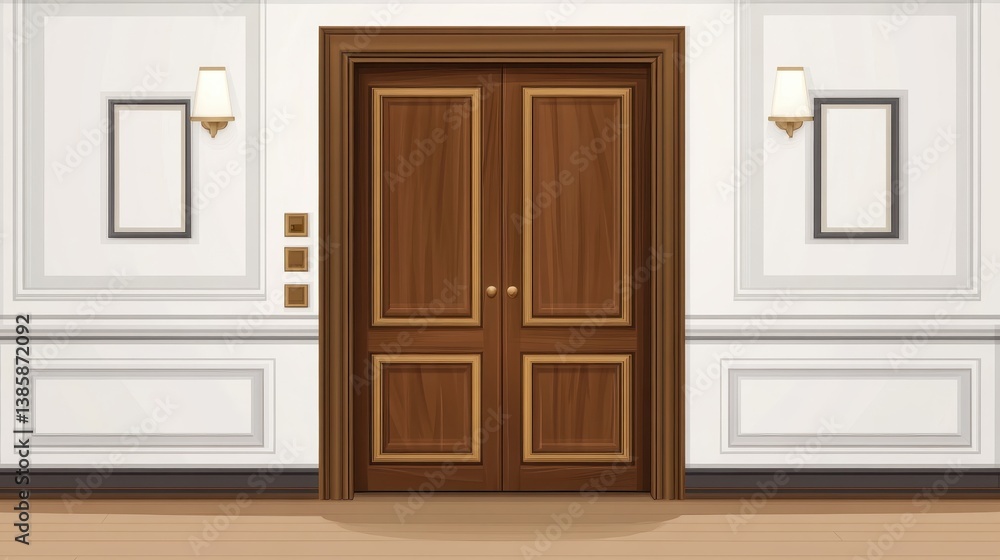 Elegant Wooden Doors in a Minimalist Hallway Design Elegant Wooden Doors in a Minimalist Hallway Design