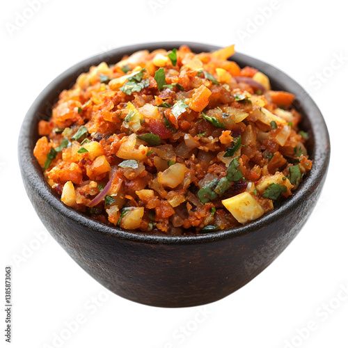 Chili Ginger Chutney for Bhel Puri Isolated on Transparent Background