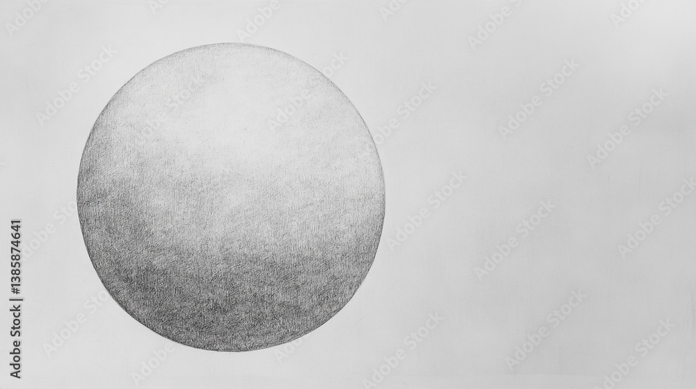 Naklejka premium Faint circle drawn with pencil on textured white pap
