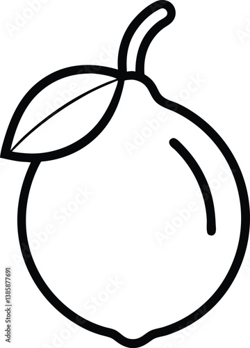 Εκτύπωση καμβά Lemon outline icon on white background