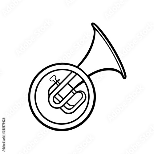 French horn line art illustration