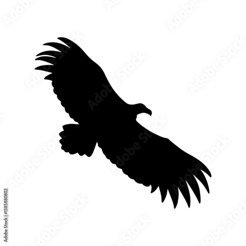 Flying turkey vulture silhouette vector flat illustration design.