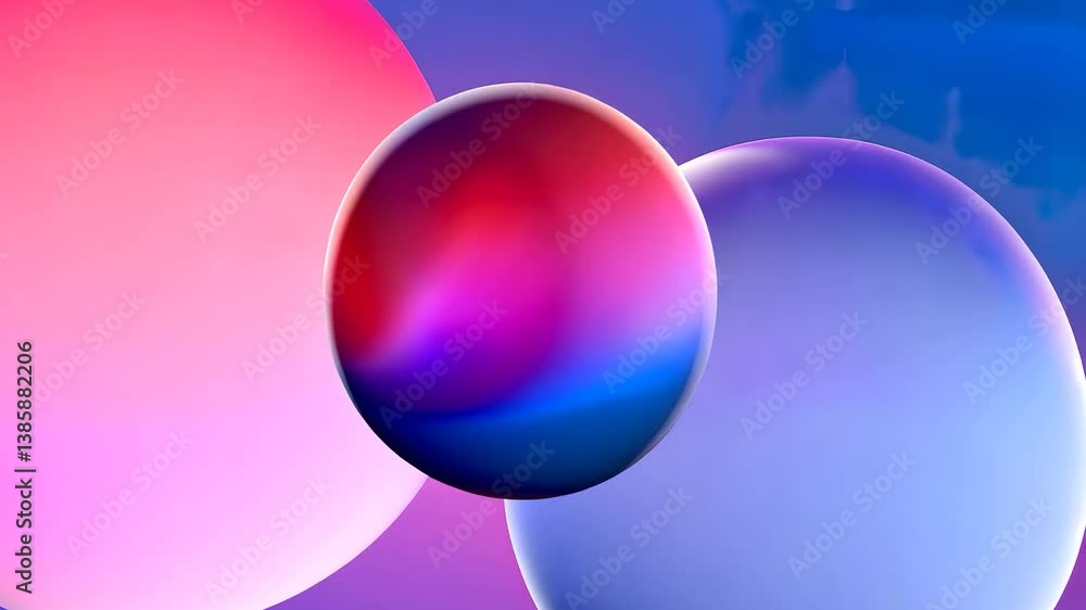 Abstract Spheres with Pink Purple and Blue Gradient Background and Geometric Shapes Abstract Spheres with Pink Purple and Blue Gradient Background and Geometric Shapes