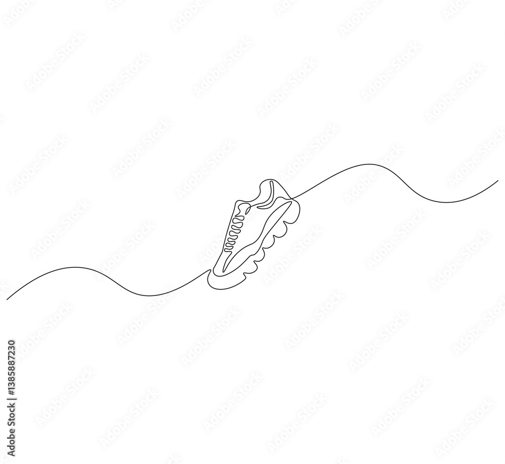 Sneakers outline drawing illustration. Continuous line draw of sneakers vector. Sneakers outline drawing illustration. Continuous line draw of sneakers vector.