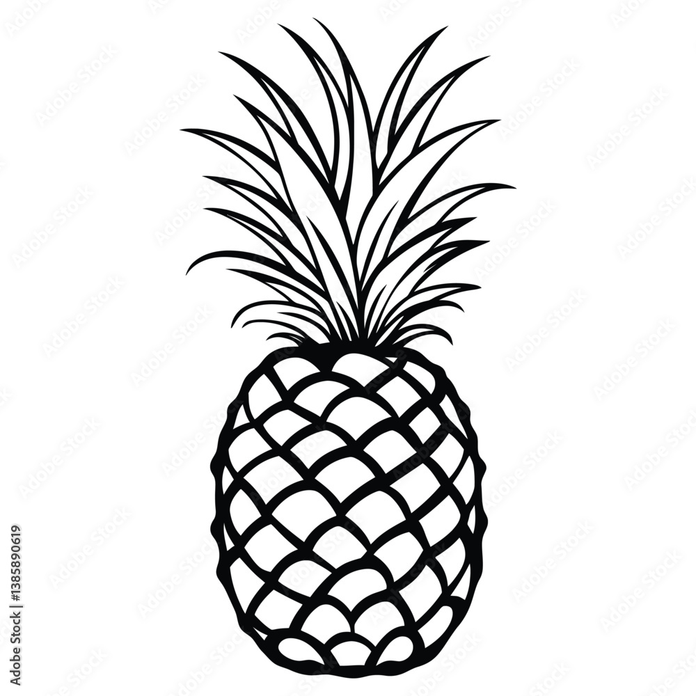 Obraz premium Black And White Pineapple Illustration Minimalist Vector Design Element