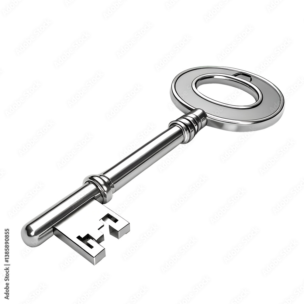 A small futuristic 3d metallic key Isolated on transparent background- Png.
A small futuristic 3d metallic key Isolated on transparent background- Png.