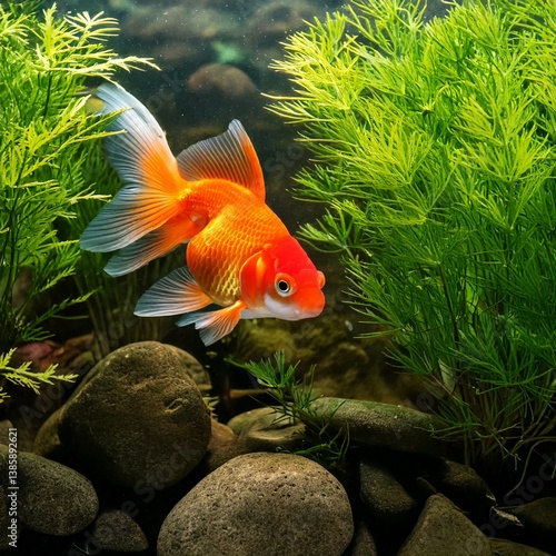 Obraz na płótnie goldfish in aquarium with plants w salonie