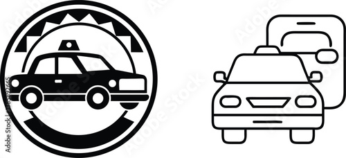 Taxi Service App Icon Mobile RideHailing, Cab Booking