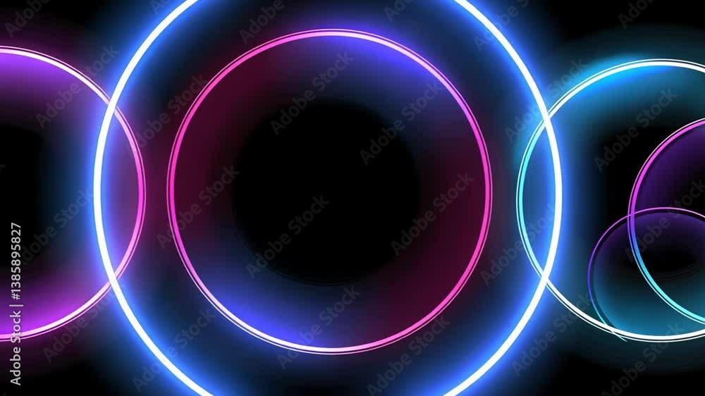 Abstrakte Leuchtringe mit dunklem Zentrum
