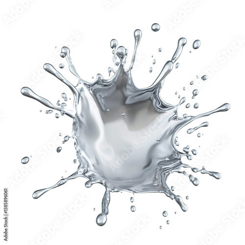 Silver liquid splash dynamic motion abstract art