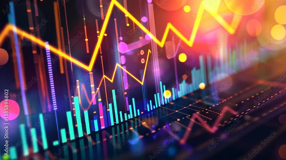 Datenkurven auf abstrakter Finanzgrafik
