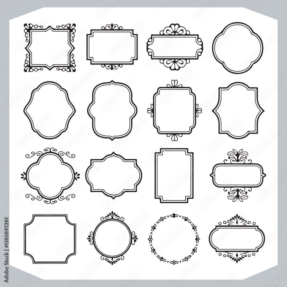 Calligraphic Decorative Ornamental Frames Collection Vintage Labels and Design Elements