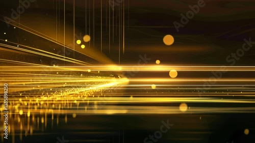 Goldene Lichtlinien ziehen durch dunkle Stadt