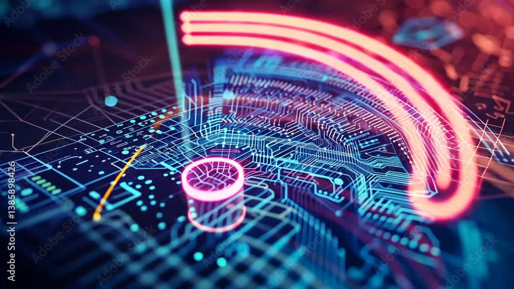 Futuristische digitale Kreise mit Liniennetz