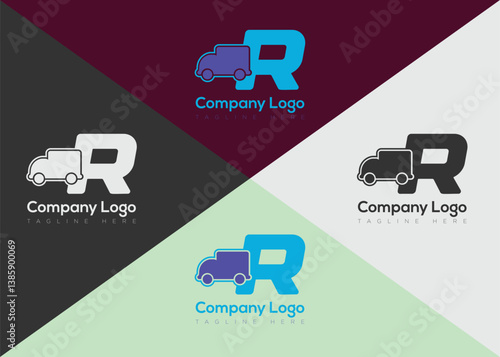 Delivery letter logo template with truck