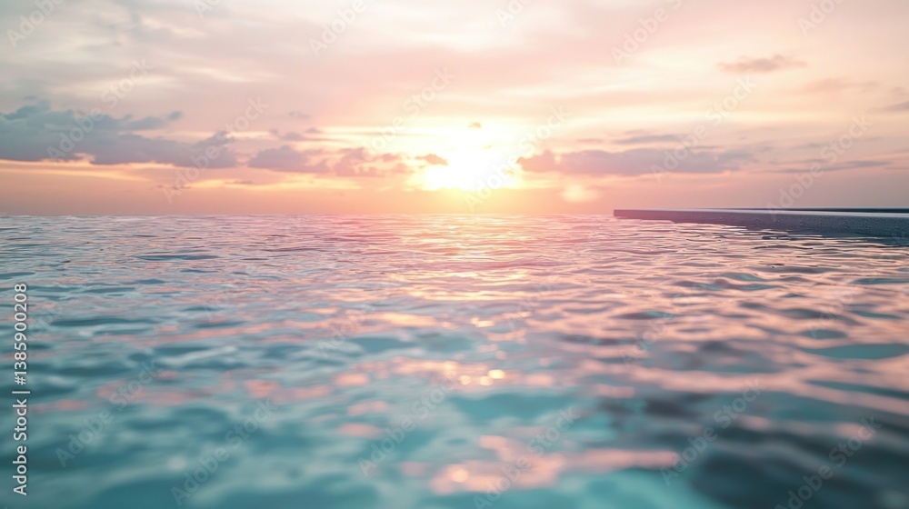 Fototapeta premium Serene Sunset Over Calm Ocean Waters