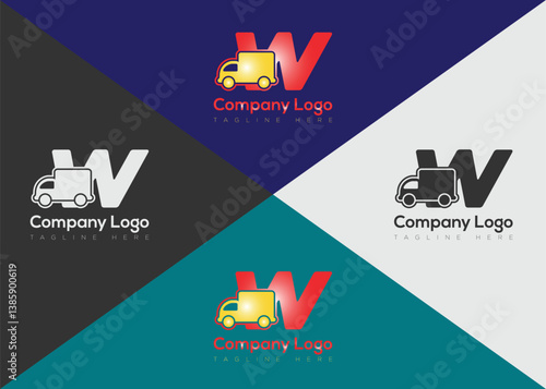 Delivery letter logo template with truck