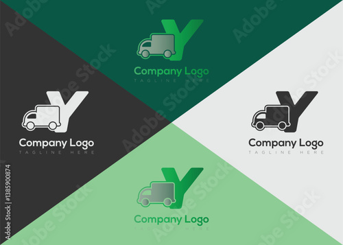 Delivery letter logo template with truck