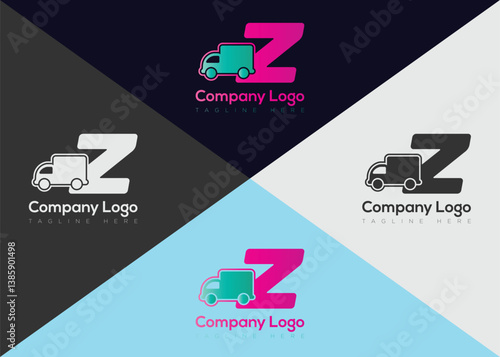 Delivery letter logo template with truck