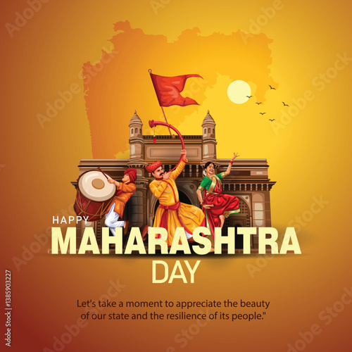 happy Maharashtra Day with Maharashtra culture. abstract vector illustration day