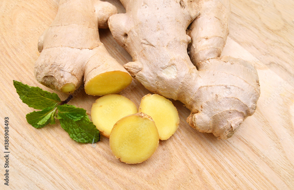 Root ginger isolated on a white studio background. Root ginger isolated on a white studio background.
