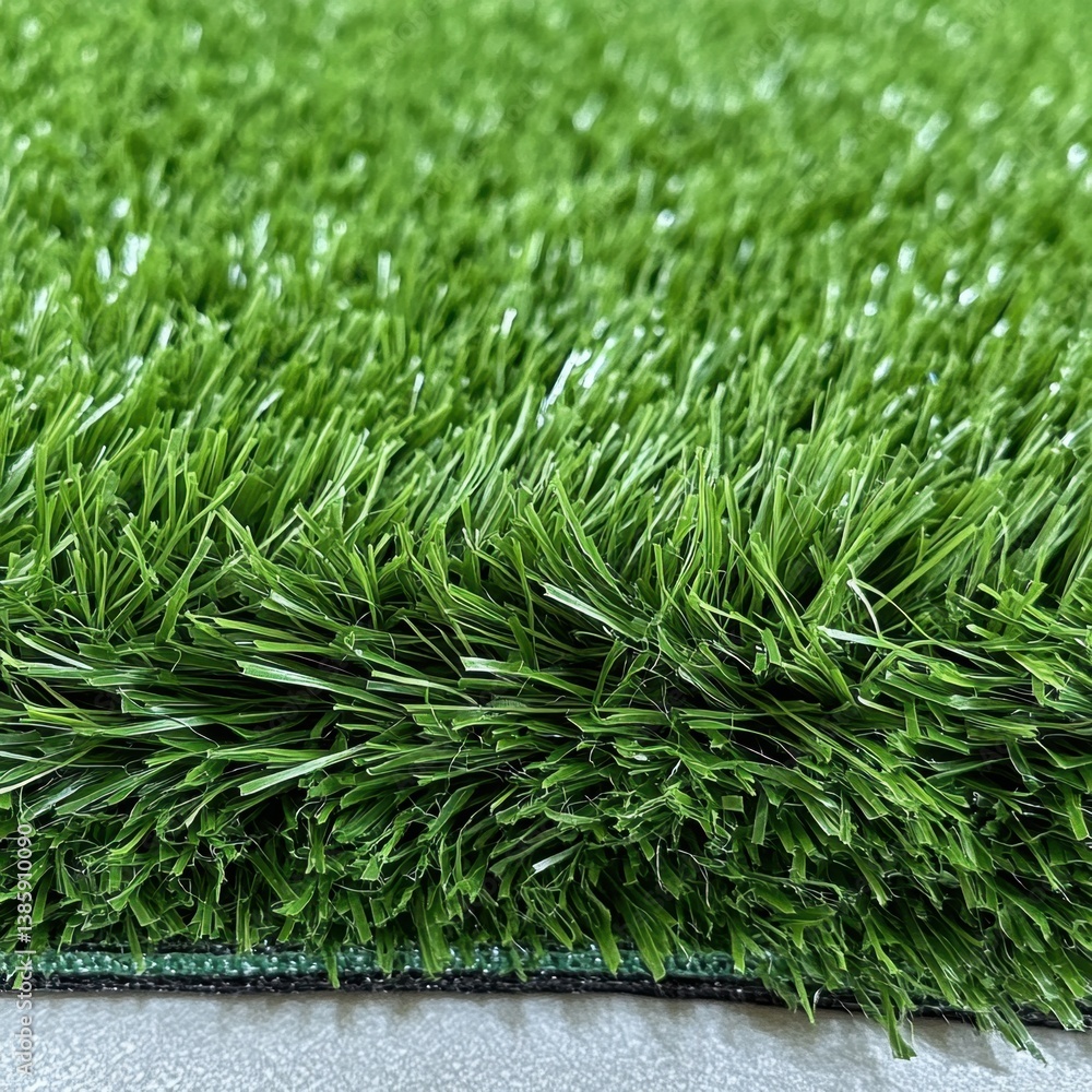 Fototapeta premium Lush Artificial Turf Close Up Showcasing Vibrant Green Blades and Realistic Texture Perfect for Landscaping and Outdoor Design