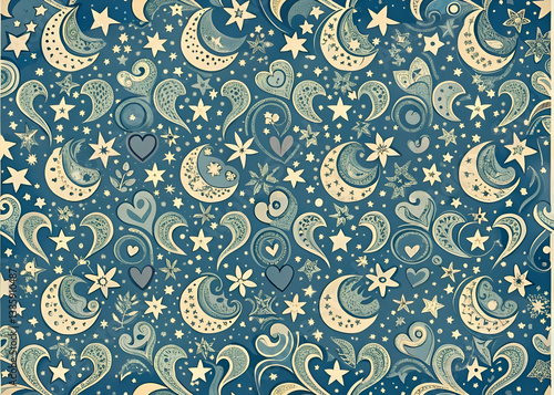 Wallpaper Mural Whimsical moon and star patterned design. Torontodigital.ca