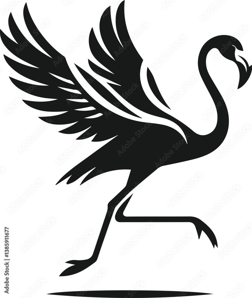 Fototapeta premium Black vector of a flamingo bird