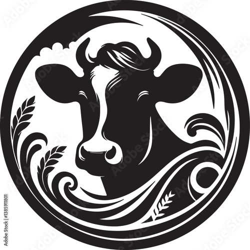 Cow black silhouette vector